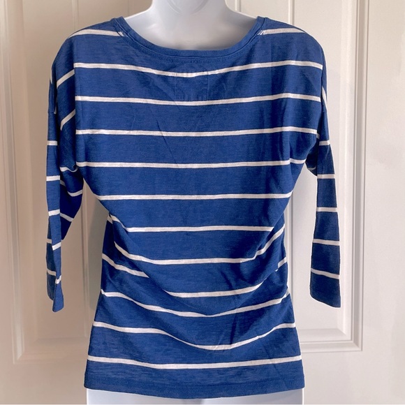 Hollister Blue|White Striped 3/4 Sleeve Cotton Top XS EUC - Picture 4 of 7